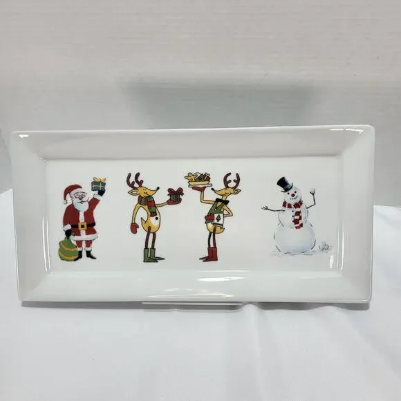 Christmas Santa Reindeer Snowman Snack Platter Tray Ashley Cooper Holiday Magic - Picture 1 of 10